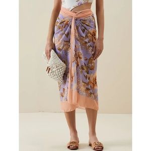 Lilac Floral Rose Beach Sarong Cover Up Wrap Scarf Skirt